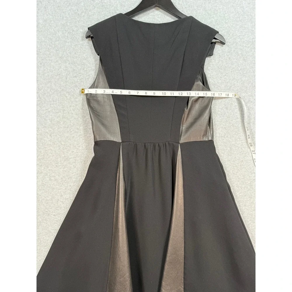 Rag & Bone Black Fit Flare Dress Lamb Leather Panels 8 USA Made Minimalist Chic - Picture 8 of 17